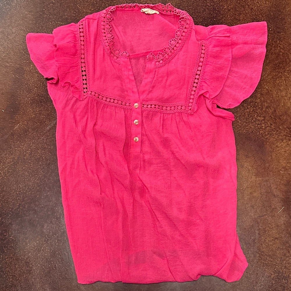 Women's Pink Ruffled Blouse